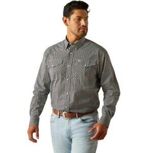 Ariat Men's Large Long Sleeve Waylon Classic Fit Snap Shirt Black